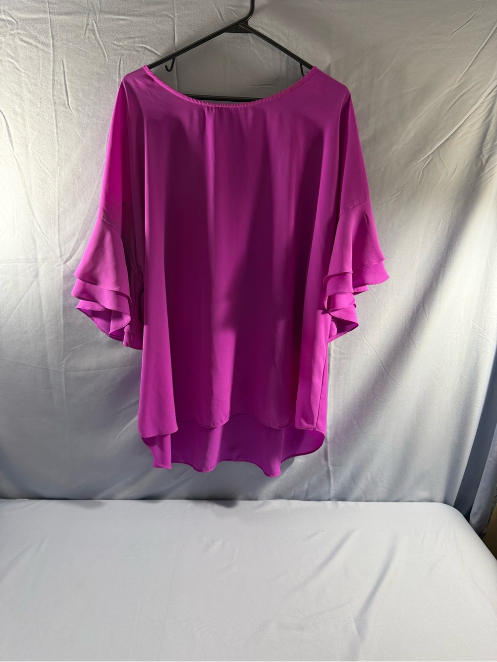 Women’s Flutter Sleeve Blouse — Fuchsia Pink